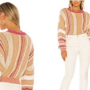 Free People Show Me Love Sweater / Tan Pink  White - Sweet Child Combo / Size S